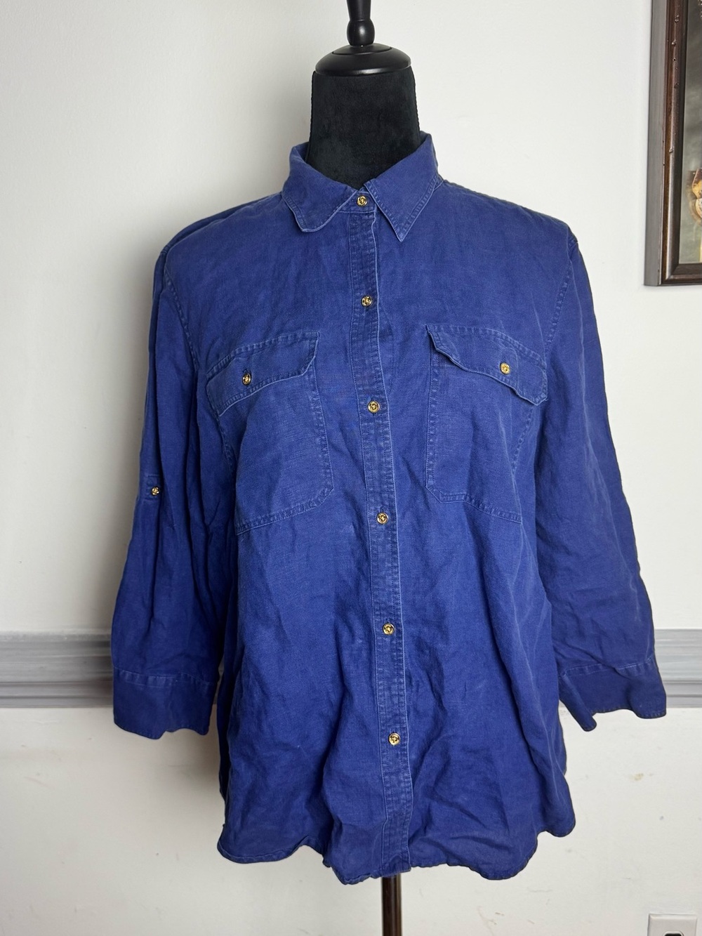 Lauren Ralph Lauren Deep Blue Button-Front Shirt